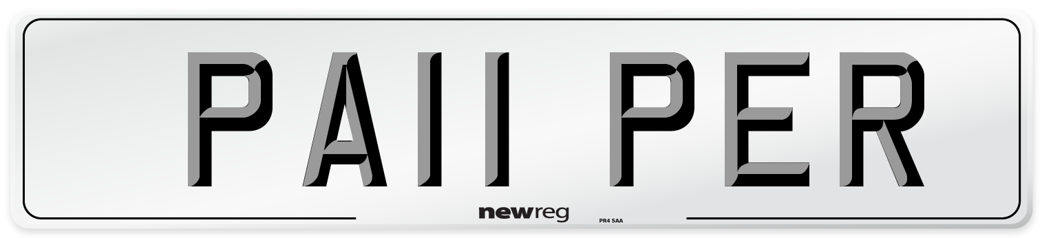 PA11 PER Number Plate from New Reg